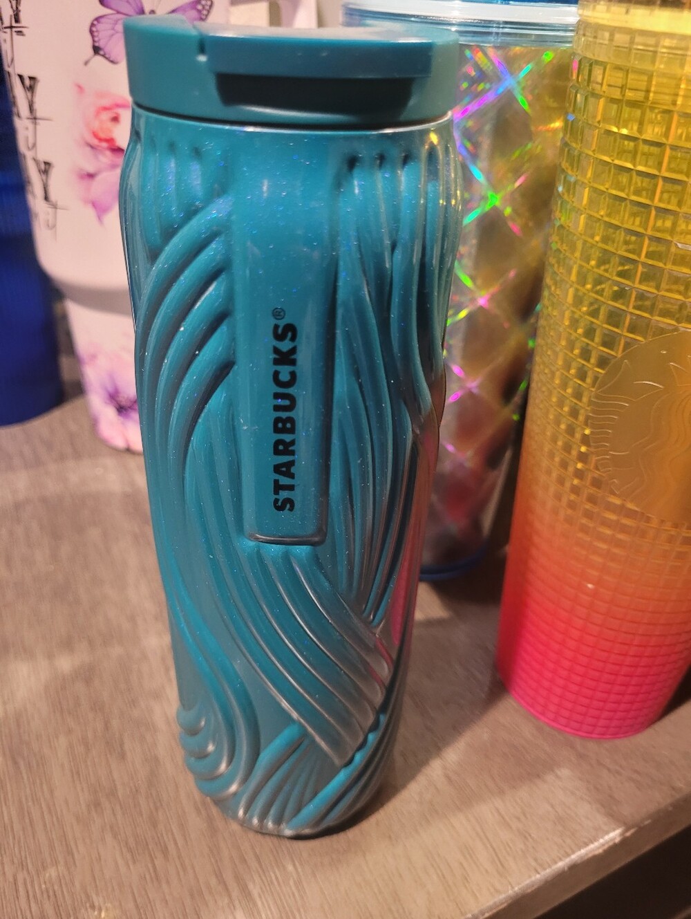 Starbucks Turquoise Swirl Textured Travel Mug